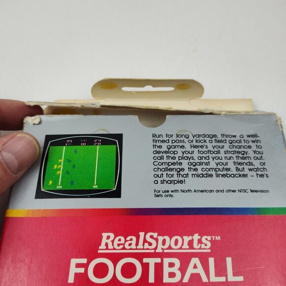 Atari 2600 1987 Vintage Real Sports Football Complete CIB Manual DAMAGED Box - Picture 10 of 14